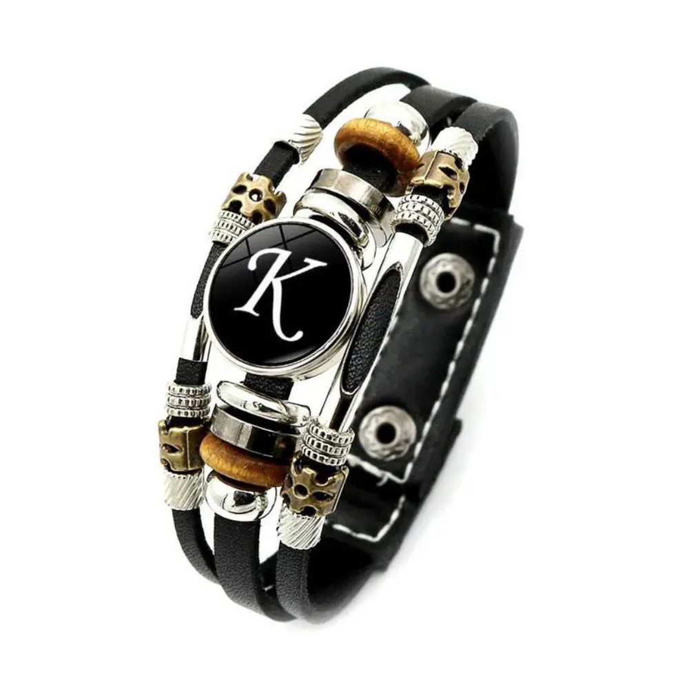 1pc Multilayer Braided Bangle Punk Style A-Z Bangle With 26 Alphabet